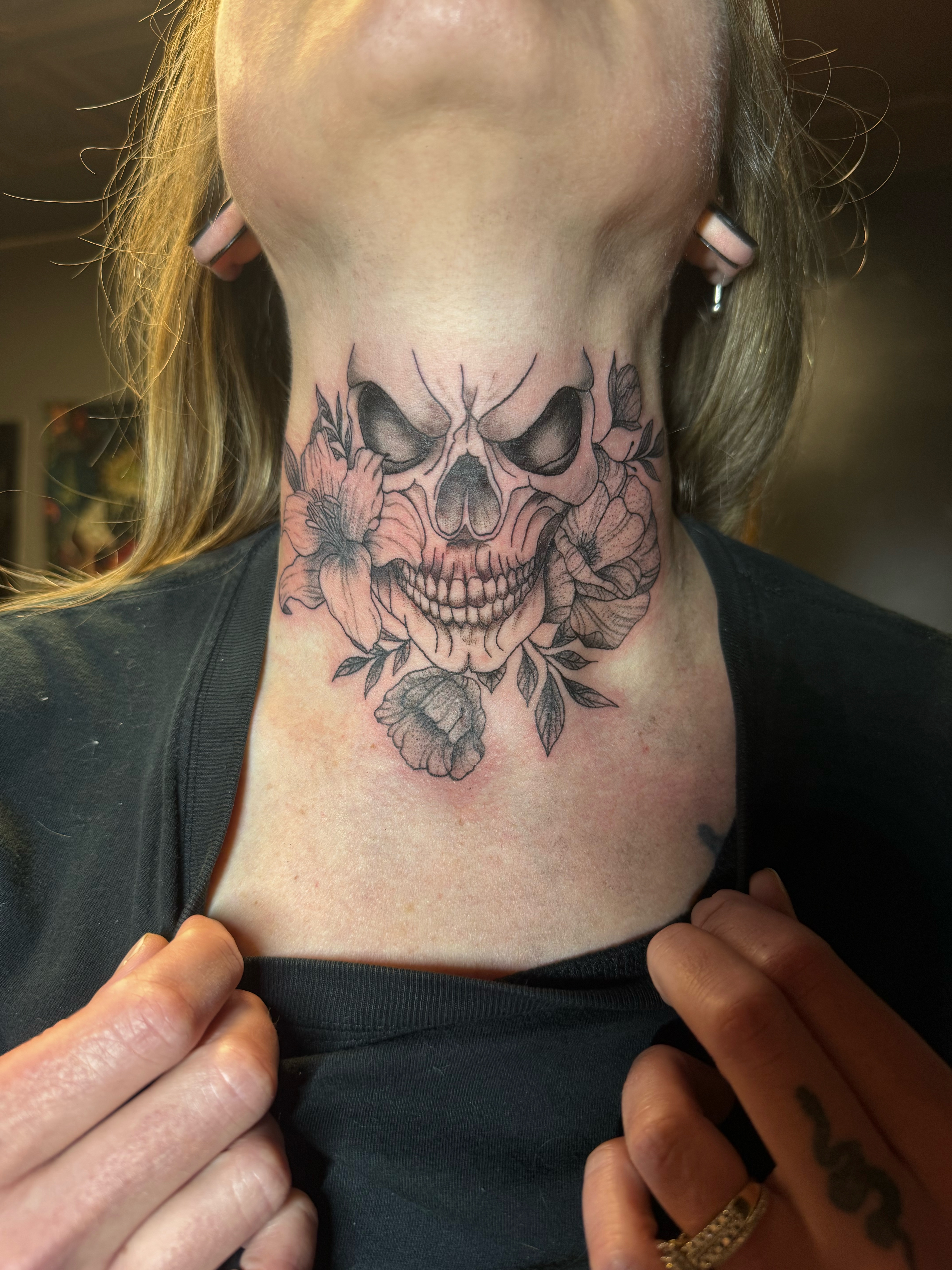 Skull Neck Tattoo